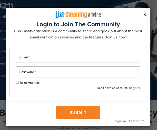 Login at ListCleaningAdvice