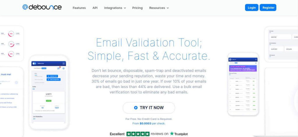 DeBounce | Bulk Email Verifier | Screenshot