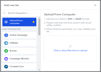 Upload files in acceptable formats.